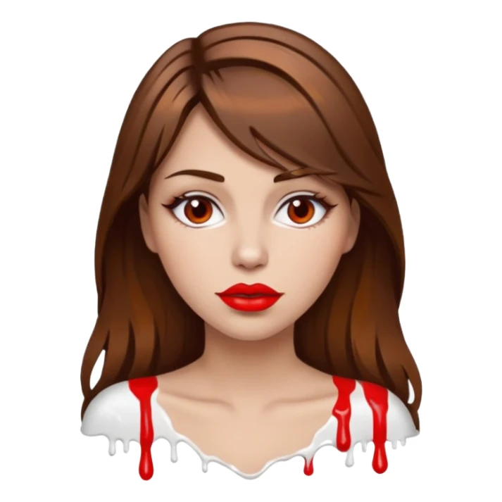 Brown Hair, Woman, white paint drip, face, hot, Sexy, lips sticker