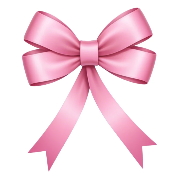 Narrow and elongated ribbon bow pink light, no puffy loops, sleek and slender sticker