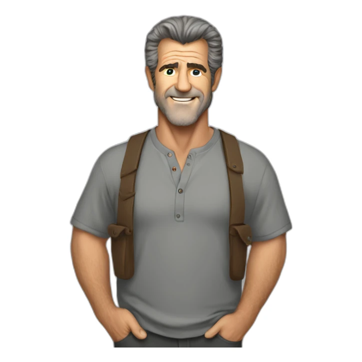 Mel Gibson cartoon wearing henley sticker