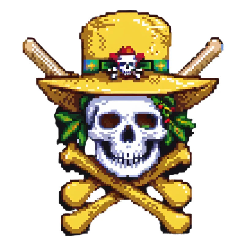 One Piece Straw Hat Pirates Jolly Roger flag with skull wearing straw hat sticker