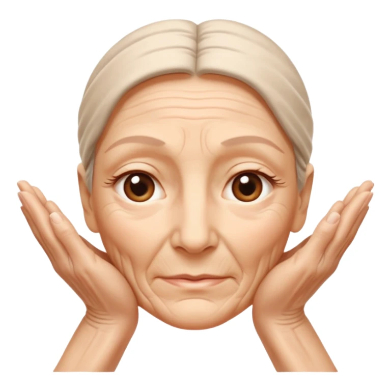 Simple emoji of a face with wrinkles being smoothed by hands,
both hands gently stretching the skin,
wrinkles visible on one part and smooth skin on the other,
clear wrinkle-reducing effect,
simple and easy-to-understand icon,
no beauty or medical elements

 sticker