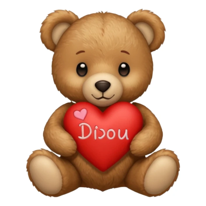 Teddy bear with a heart in her arms and write Didou in it sticker