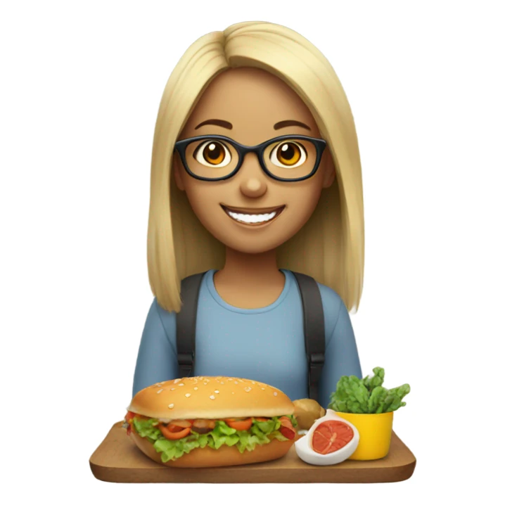 smiling girl with food and glasses  sticker