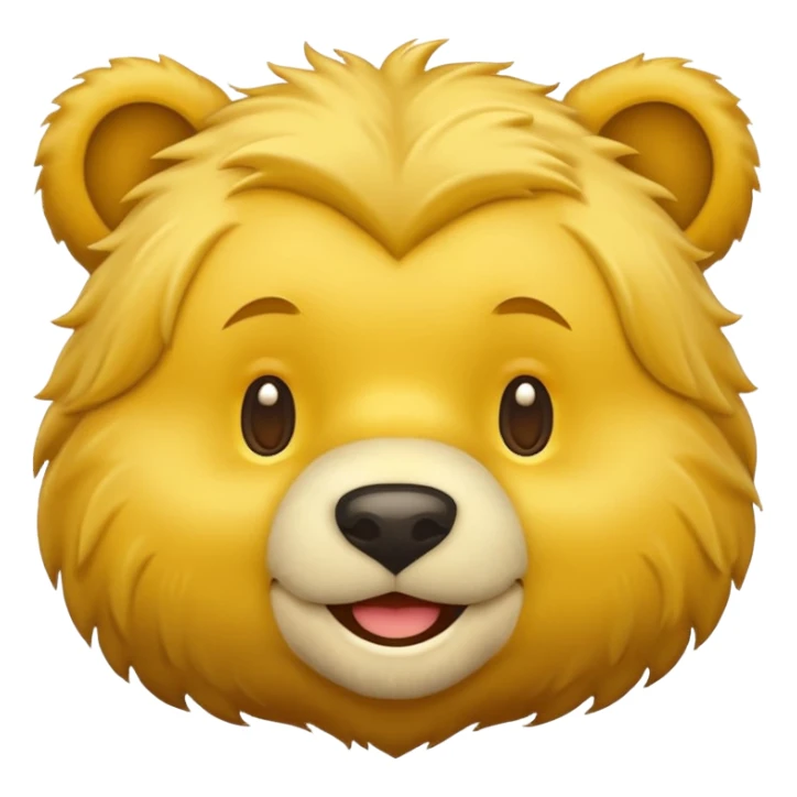 create a golden bear emoji just of the face using the style of microsoft bear emoji sticker