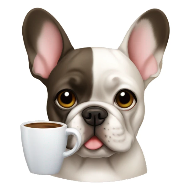 a french bulldog drinking coffee sticker