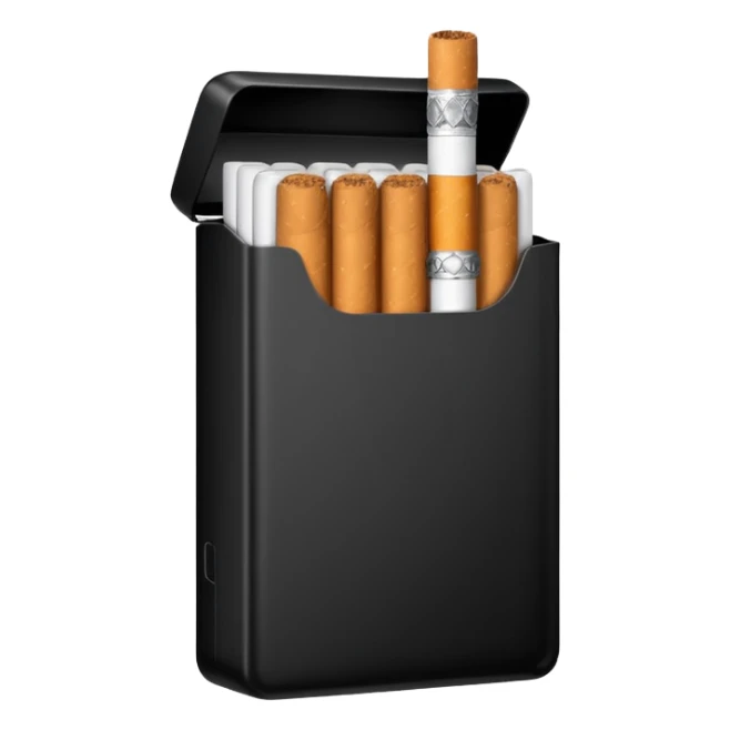 Minimalistic cigarette pack emoji, black and white sticker