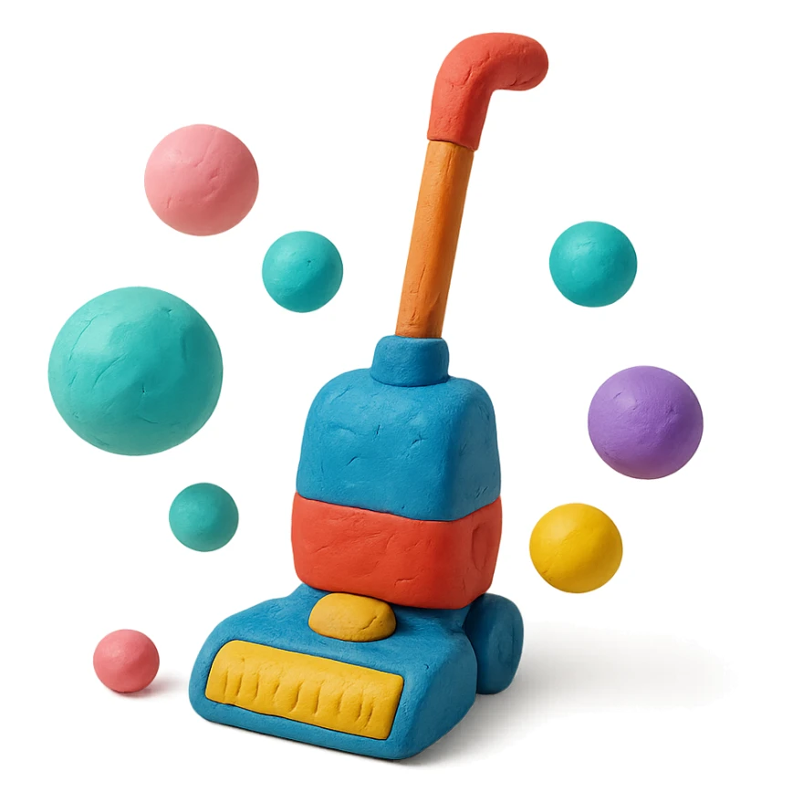 cartoon carpet shampooer surrounded by colorful bubbles, no background sticker