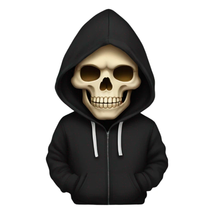 Skull in black hoodie sticker