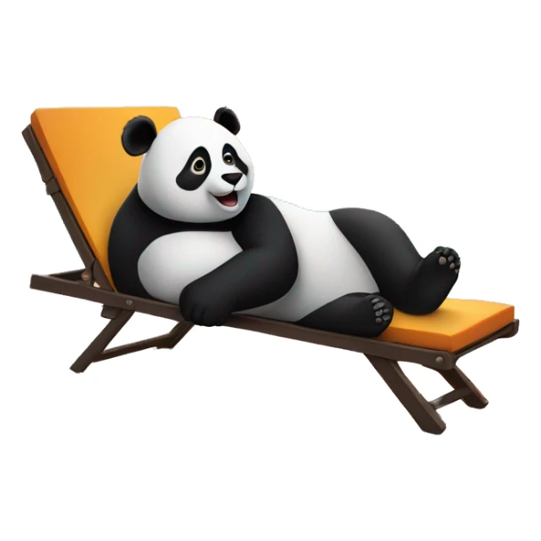 Panda lying on a chaise longue by the sea, watching the sunset sticker