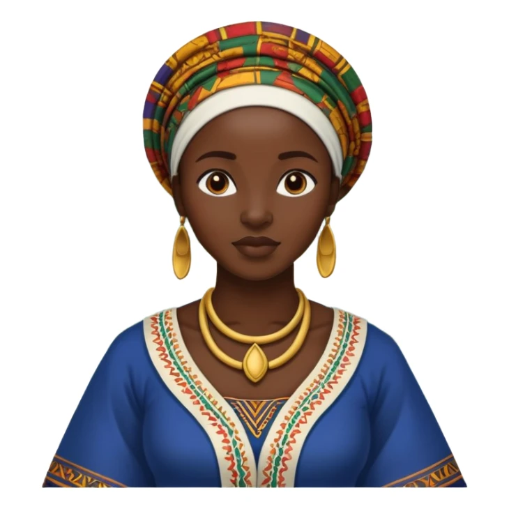 African woman standing by the riverside, traditional clothing sticker