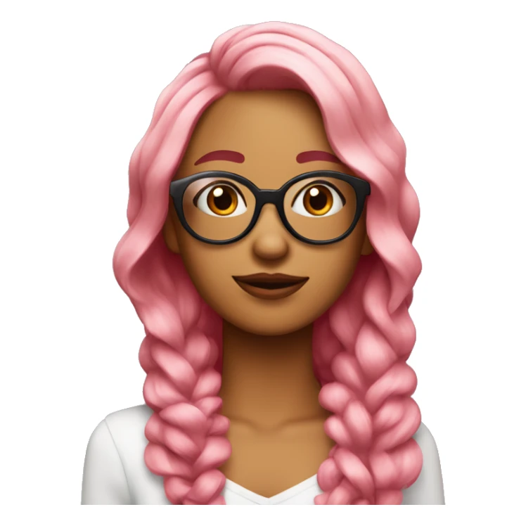 Chica de cabello color vino con pollina rosada y lentes  sticker