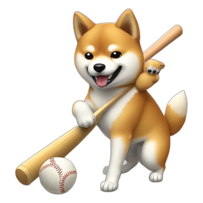 shiba inu hitting zo a baseball bat, sitting sticker