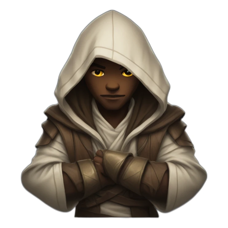 hooded jedi folding arms in world of warcraft sticker