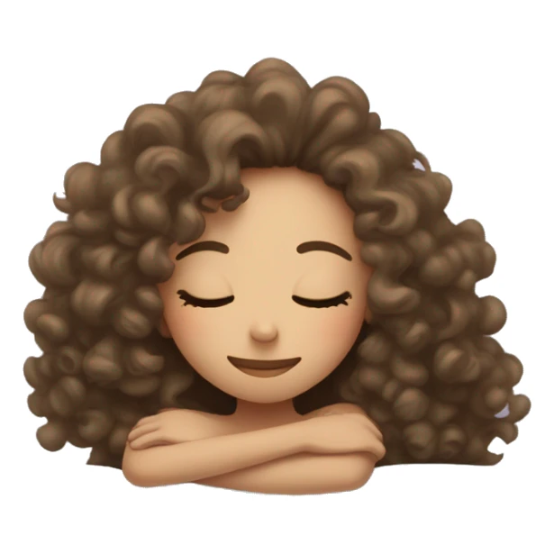 Fair skinned girl with curly hair laying down in bed sleeping sticker