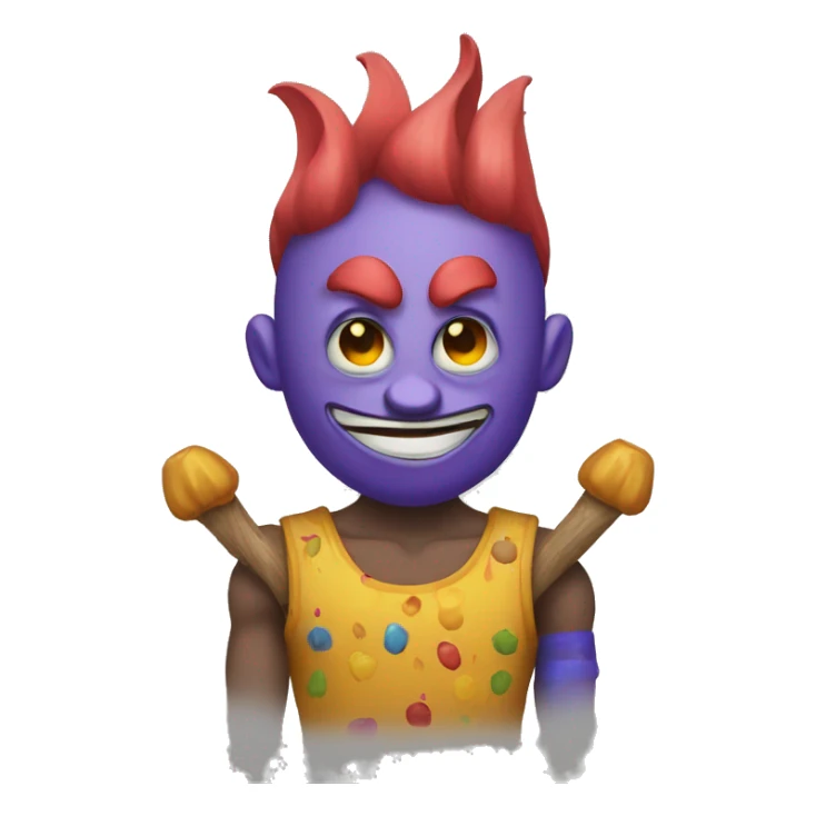 сlown emoji with fouк arms sticker