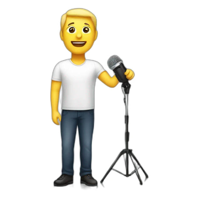 White Person men on stage spotlight with microphone stand sticker