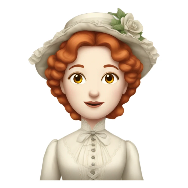 victorian lady with pale skin and red hair  sticker