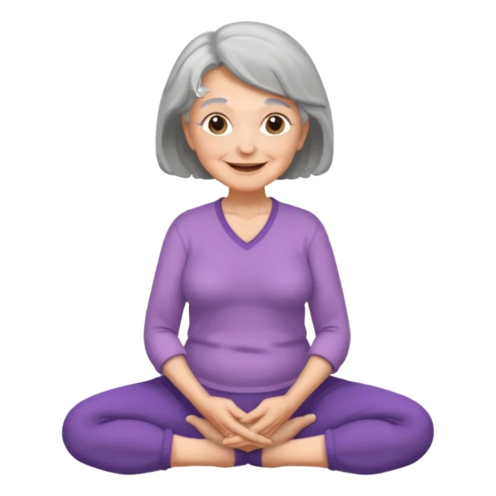 mulher idosa com as pernas cruzadas e maos em cima da pelve  sticker