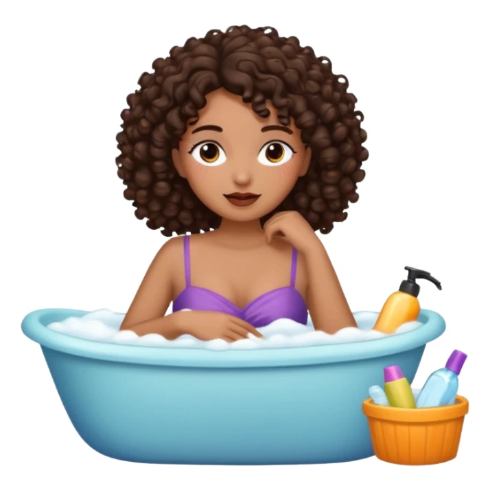 Faça uma mulher do cabelo cacheado 3b castanho escuro da cor parda se maquiando dormindo fazendo compras tomando banho Premium e finalizando o cabelo sticker