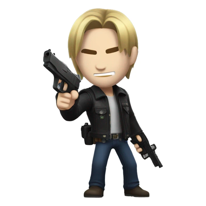 Emoji Leon kennedy with gun sticker