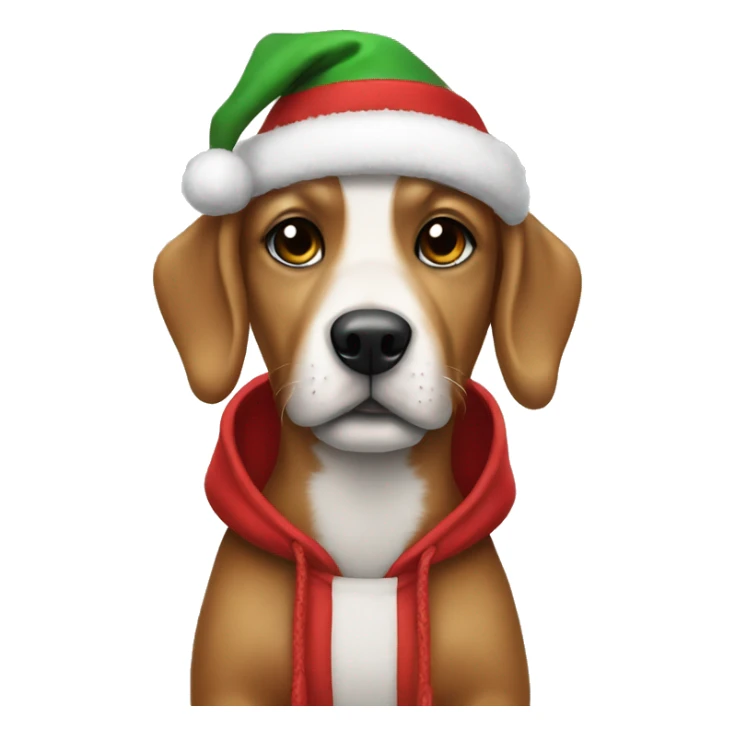 Dog wearing a Christmas hoodie  sticker