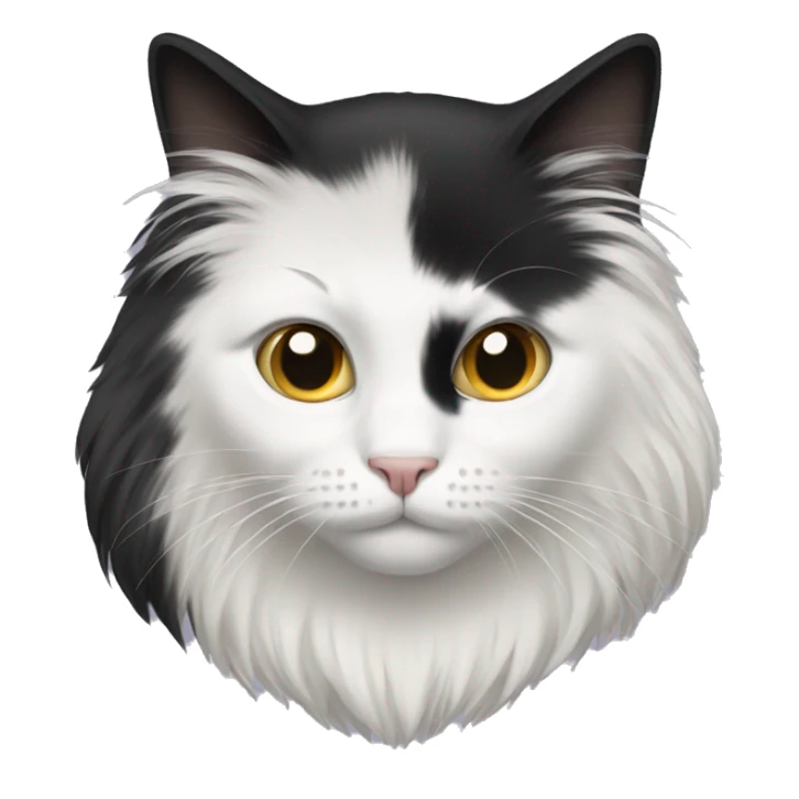 half black and half white long hair cat sticker