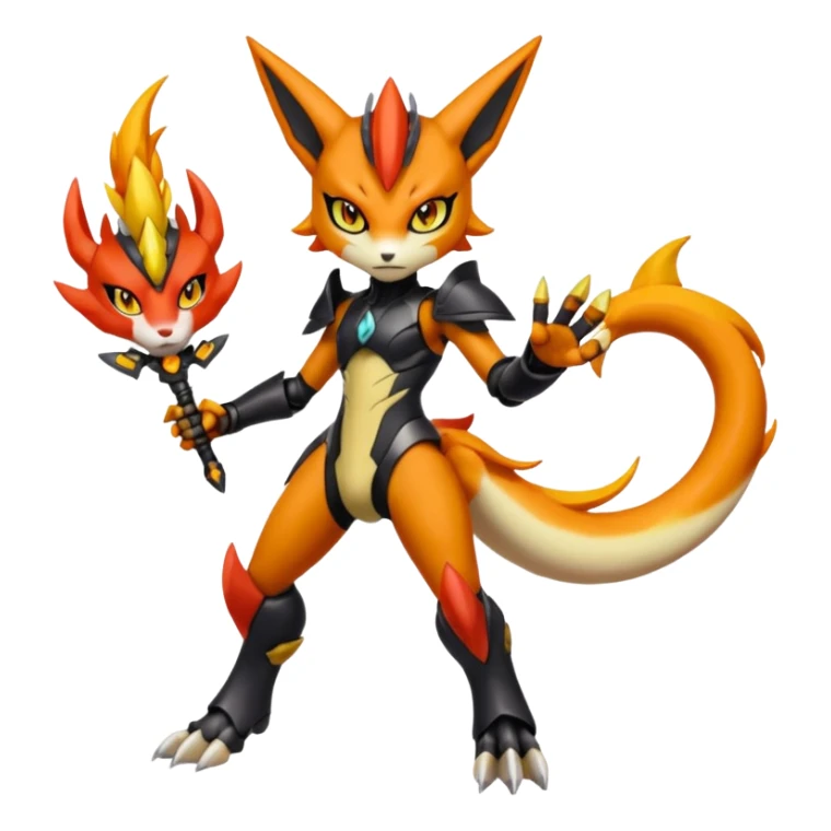 Anthro Digitigrade Cool Badass Meloetta-Wargreymon-Renamon-Guilmon-Pokémon-Digimon-Fakémon-fusion-hybrid-creature sticker