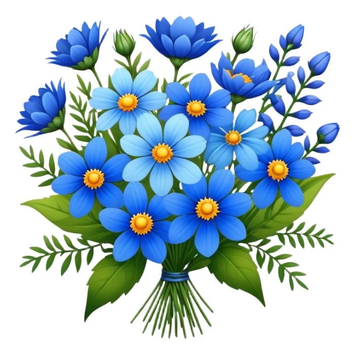 Mix of assorted blue wildflowers bouquet sticker