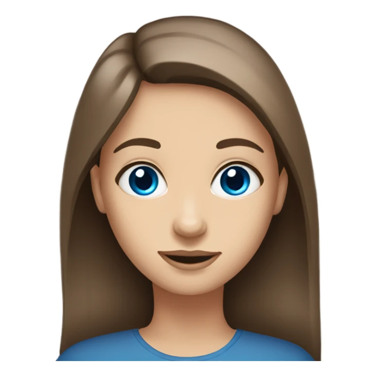 brown haired girl portrait blue eyes straight hair sticker