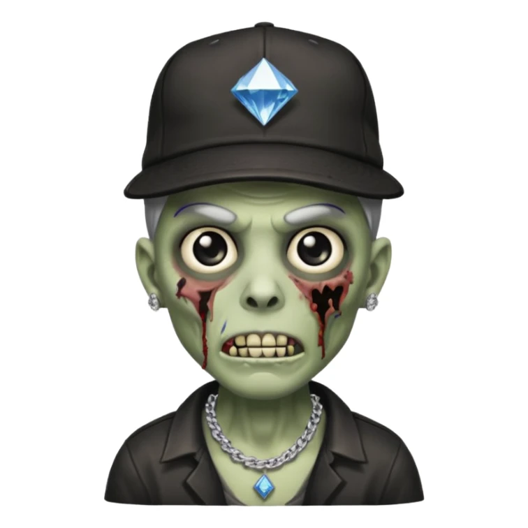 Zombie con gorra de los Dodgers negra y cadena diamantada  sticker