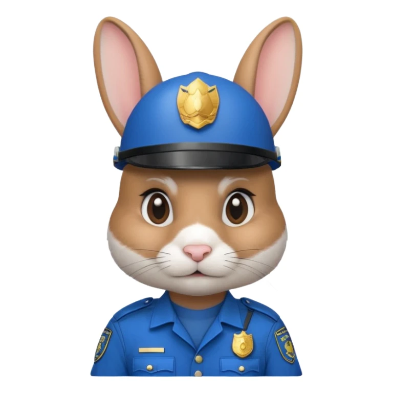 Rabbit police, blue uniform including helmet of uniform sticker