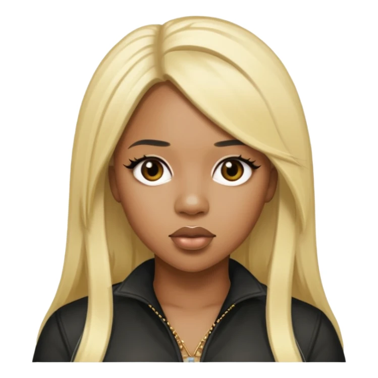 Remy Ma with blonde front with black long hair sticker