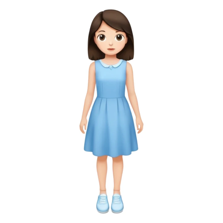 Brunette girl in light blue dress, white shoes sticker
