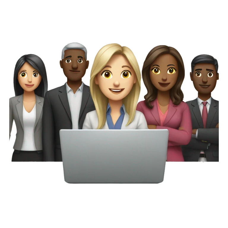 Work Group with laptop mix of women & men sticker