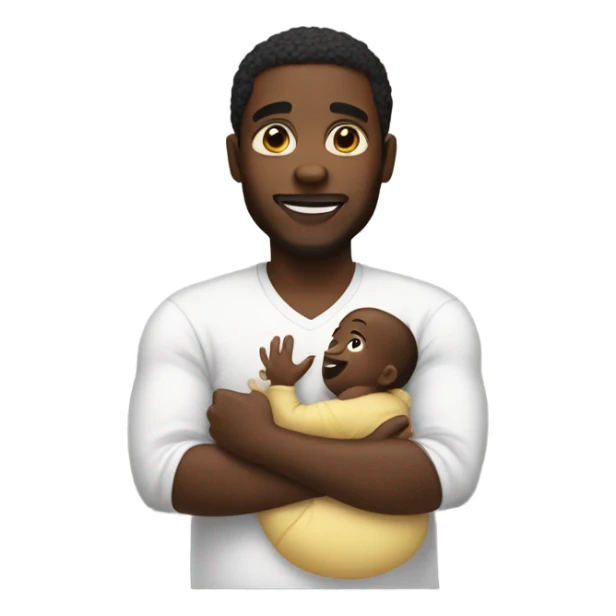 Black man holding baby oil sticker