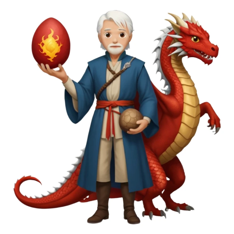 a white haired old man standing in Targaryen themed clothes, full body  sticker