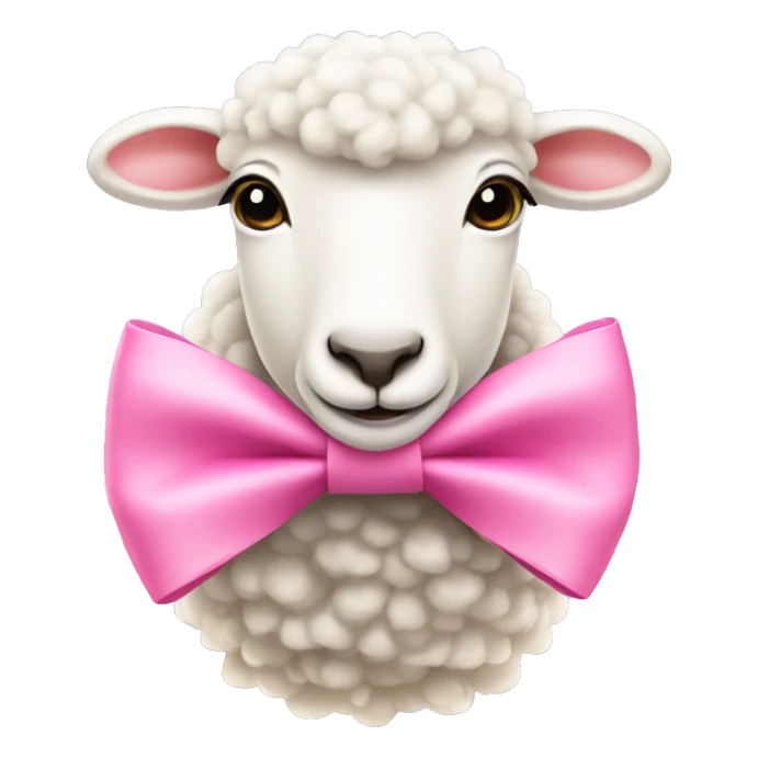 White sheep with pink coquette bow sticker