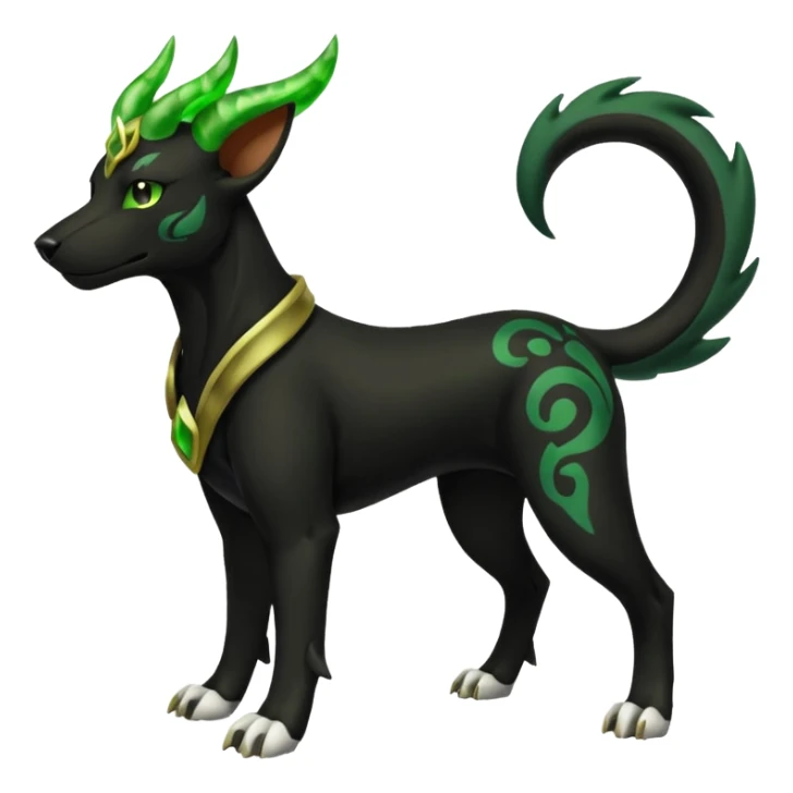 Black and green Zygarde 10%-Houndoom-fusion-dog-form sticker
