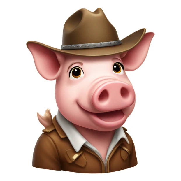 Pig wearing a cow boy hat  sticker