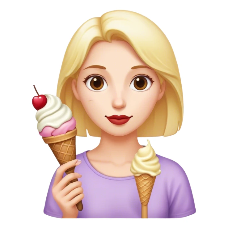 Krowa kobieta  z lodami z długim patykiem  sticker