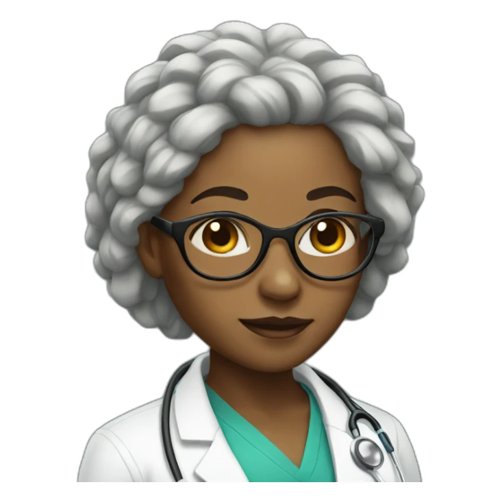 black woman doctor with short dreadlocks and large glasses sticker