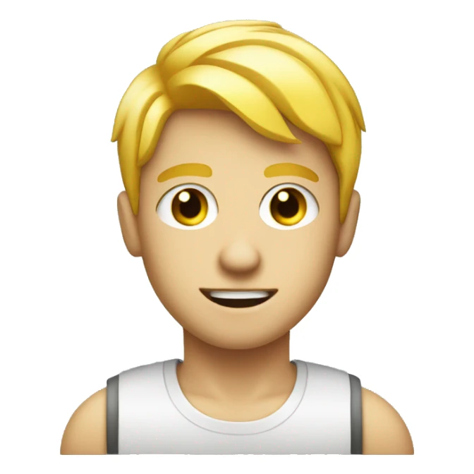 Graphic Designer boy with yellow hair and sharp jawline with laptop sticker