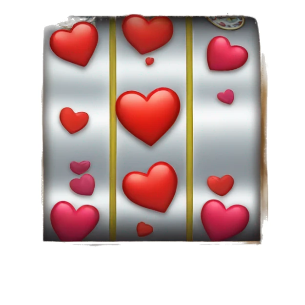 slot machine with heart, more hearts around sticker