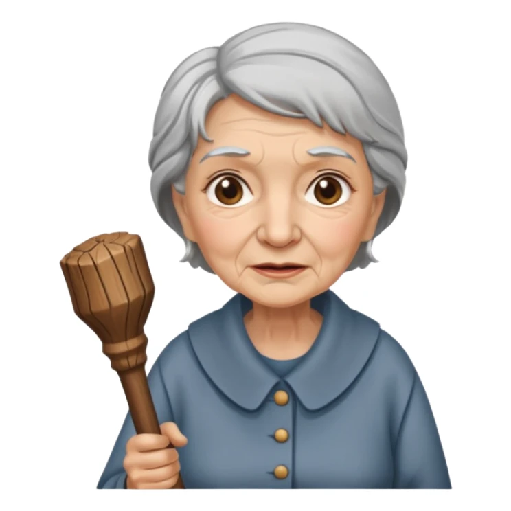 old woman with walking stick sticker