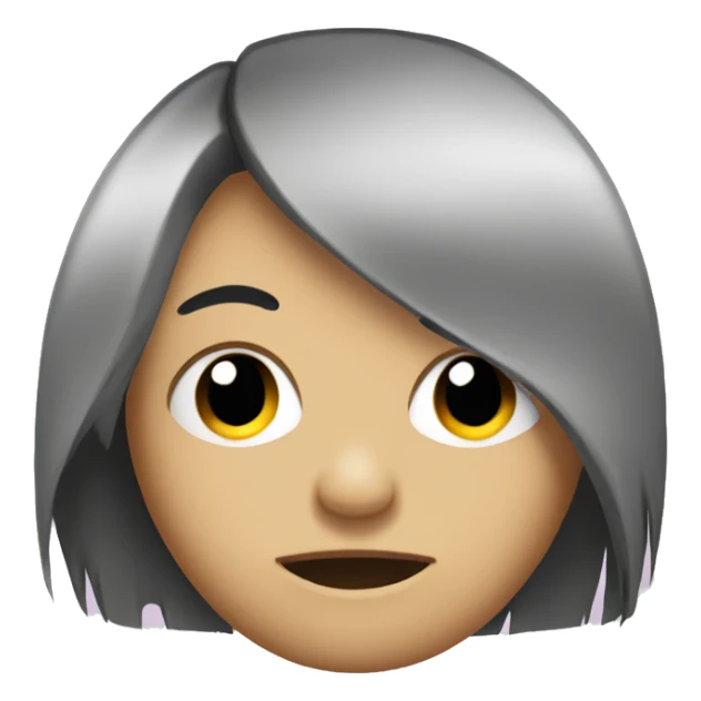 Emo emoji with a tellum hair cut covering the face  sticker