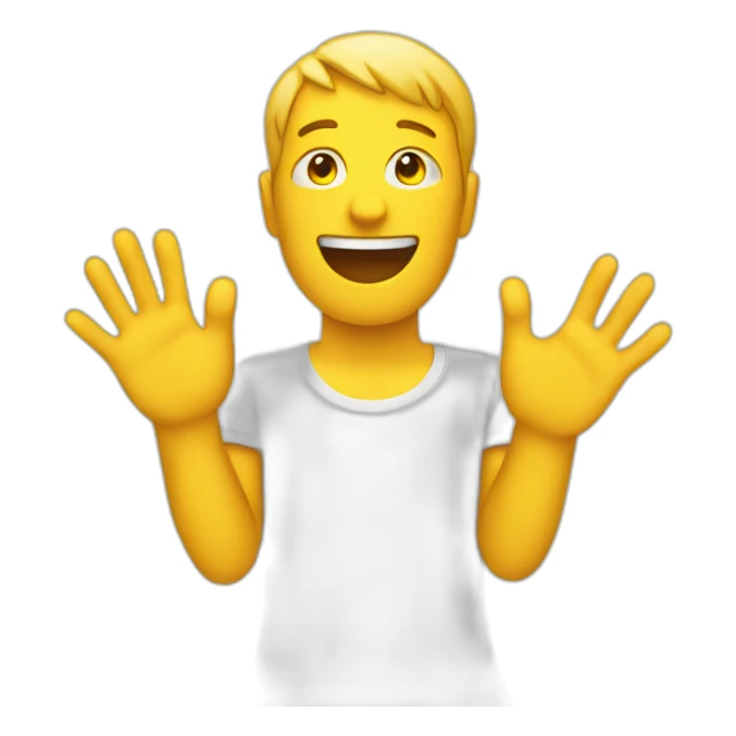 Straight emoji ,human showing his yellow hands  sticker