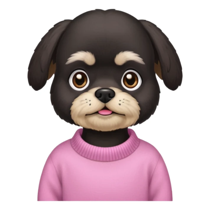Black Dog shitzu with eyelashes wearing a pink sweater  sticker