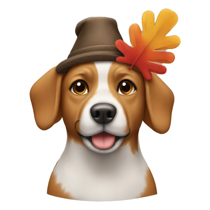 Creating emoji of a dog wearing a turkey hat sticker