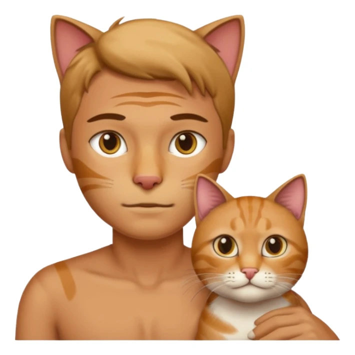default ios man emoji head, with the body of a cat, not as a head sticker