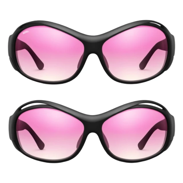 wraparound safety glasses with pink gradient lenses, sporty design sticker
